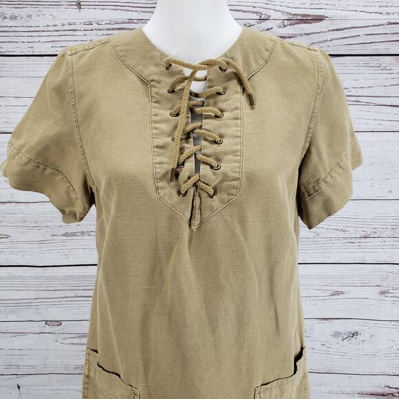 J.CREW Women's Linen Blend Lace Up Cargo Dress Size 6 - Picture 4 of 14